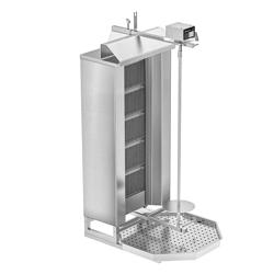 Gas Kebabgrill - 5 brännare - max. 80 kg - inkl. 2 stänkskydd & 2 dörrar