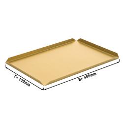 (5 pieces) Aluminium Pastry & Presentation Tray – Rectangular - 400x150x10mm - Anodised - Champagne