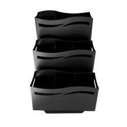 Cutlery Pot Holder - Stainless steel - with 3x 3 shelves - Black