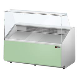 Koeltoonbank - 1256x979mm - 262 liter - front hellgroen - met 2 deuren - rechte ruit