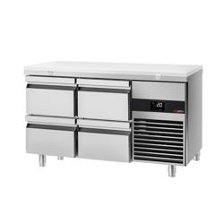 Koelwerkbank PREMIUM - 1400x700mm - met 4 lades - incl. snijplank wit