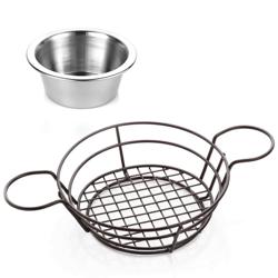 (5 pièces) Panier à finger food avec coupelles à dip – Ø 210 mm
