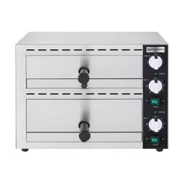 Commercial 2-Chamber Electric Mini Pizza Oven – 2× Ø33 cm pizzas - 300°C - Manual - 230V 2.26 kW