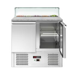 Saladette ECO - 900mm - 2 deuren - met rechte glazen opzetvitrine voor 5x GN 1/6