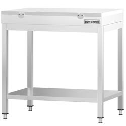 Mesa de trabajo de acero inoxidable PREMIUM - 0,6 m - con base - incl. tabla de cortar en blanco
