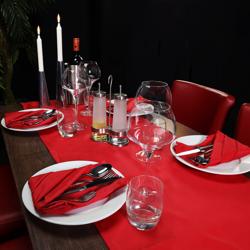 (90 pcs) Chemin de table damassé Vienna - tissage jacquard - 40x130cm - Feu rouge