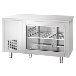 Gekoelde tafel - 1400x700mm - 2 deuren aan de achterkant - met glazen voorkant