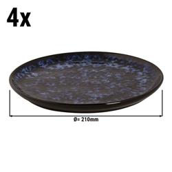(4 pcs) BAMA BLUE | Plate - flat - Stoneware - Ø210mm - Blue