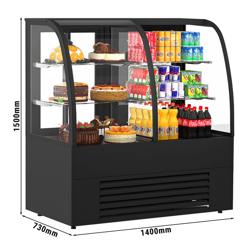 Vetrina pasticceria refrigerata - Self service - per torte - 1400mm - Doppio vetro - con 2 ripiani - LED interni