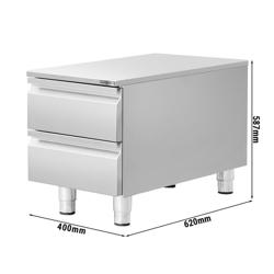 Rozsdamentes acél fiókos munkaszekrény - 2 fiókos - 400x620 mm - GN 1/1 kompatibilis