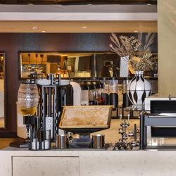 Commercial BLACK LINE Buffet Honey Dispenser with Honeycomb Holder – Stainless Steel - Black Powder-Coated