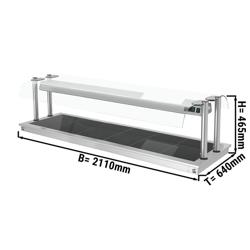 Inbyggd Värmehäll i rostfritt stål - 2110 mm - 6x GN 1/1 - 2,7 kW - med hostskydd i glas