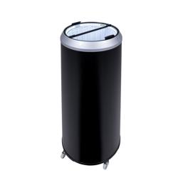 GASTRO-COOL | Party Drinks Cooler Barrel – 71 L - 0–10°C - Glass lid - Castors - Black/Silver - LED front - 2 baskets