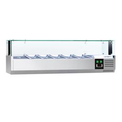 Vetrina Refrigerata Porta Ingredienti / Vetrina Gastronorm PREMIUM con luce LED - 1500x395mm - 6x GN 1/3 - vetri dritti
