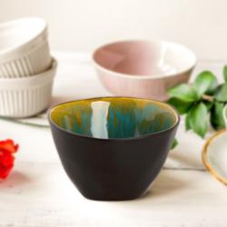 (24 pz) LOTUS - Set di stoviglie - Gres - Nero/Turchese