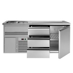 Dozator de bere profesional cu răcire integrată Premium PLUS - 1950x700mm - 1 ușă și 3 sertare