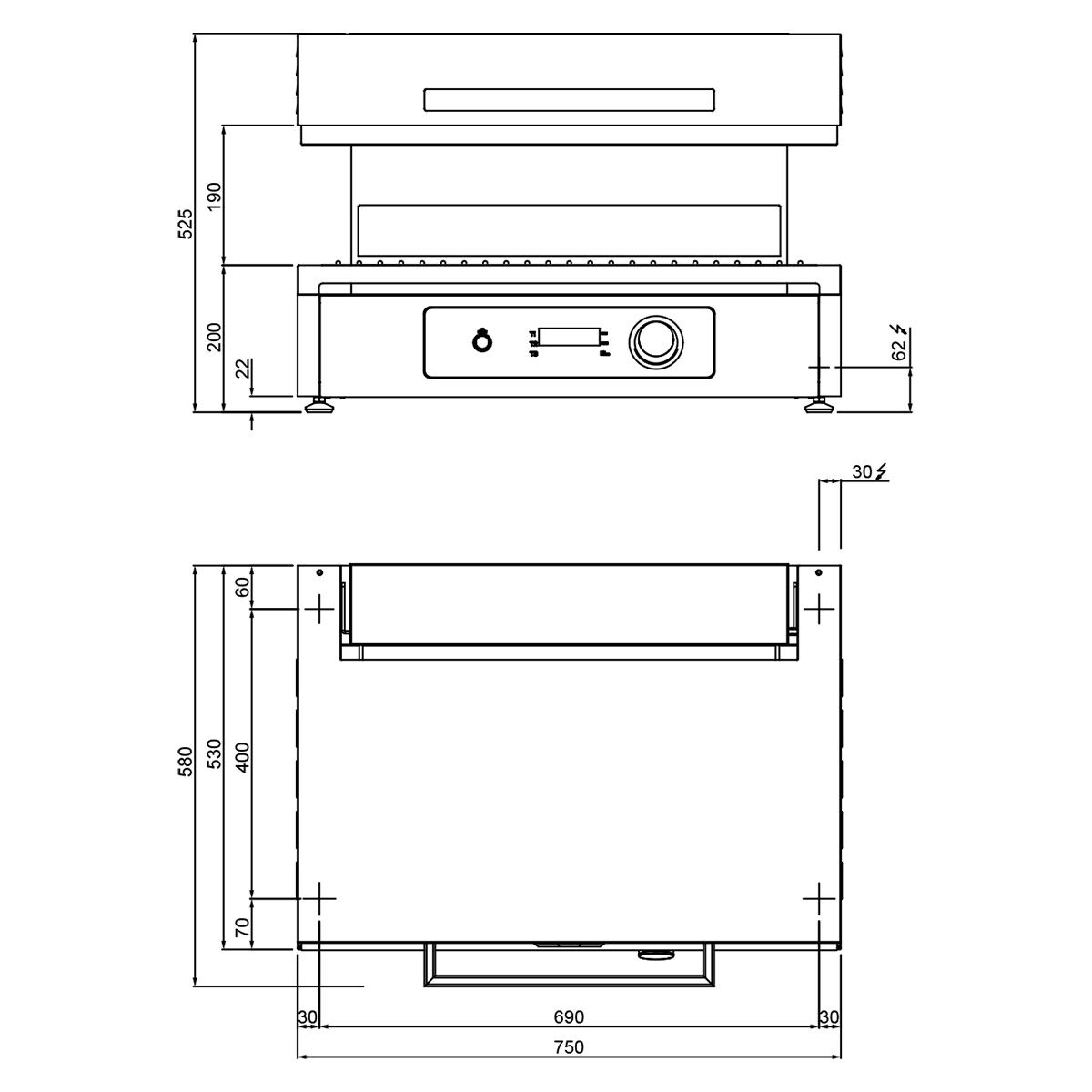 Salamandre électrique PRO - hauteur réglable - Quartz infrarouge - Commande électronique - 6kW - 230V