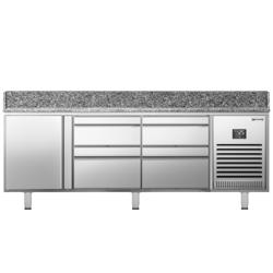 Pizzawerkbank PREMIUM PLUS - 1980x700mm - met granieten werkblad - met 1 deur & 4 laden