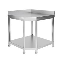 Кутовий виробничий стіл PREMIUM з нержавіючої сталі - 1000x600 мм - з нижньою полицею та бортиком