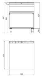 Neutraal element - 800x900x(H)967mm - open onderbouw | met lade | RVS AISI 304 | in hoogte verstelbare poten | met opstand - passend voor Lorenzo 900