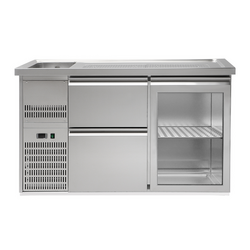 Pivski štand Premium PLUS - 1550x700 mm - 1 staklena vrata & 2 ladice 