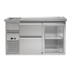 Barkoelkast PREMIUM PLUS - 1550x700mm - 1 glazen deur & 2 laden