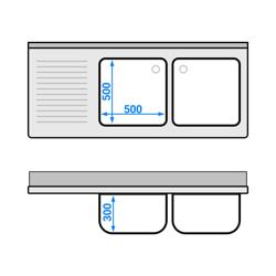 Szafka pod zlewozmywak PREMIUM - 1600x700 mm - z 2 zlewami  po prawej stronie	