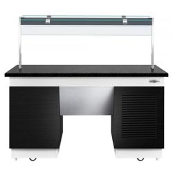 Refrigerated Buffet Display DUBLIN - 1600mm - with Refrigerated Frost Top + Flat Glass Sneeze Guard - on Castors - Black