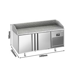 Commercial Pizza Prep Counter - Granite Top PREMIUM PLUS - 1490x700mm - with 2 doors