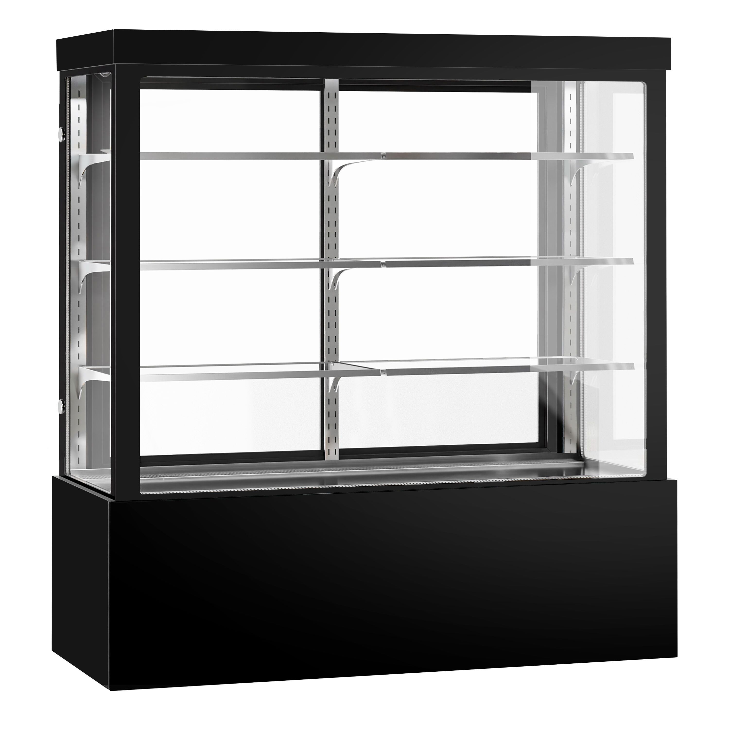 Vitrine de comptoir réfrigérée - 1850L - 1800mm - Double vitrage - avec 3 étagères - portes coulissantes vitrées arrière - Noir
