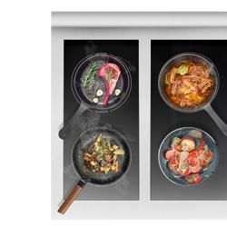 Commercial Floor-Standing Induction Range 4 Zones 20 kW - Touchpad & Continuous Knob - Storage Cabinet