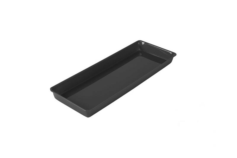 Plateau de présentation rectangulaire – plastique – 530 × 200 × 40 mm – Noir
