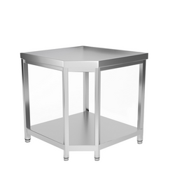Mesa de trabalho de canto de aço inoxidável - 1,0 x 0,6 m - com prateleira de base