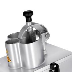 Elektryczna szatkownica do warzyw - 550W/230V - w zestawie: 3 tarcze (1 tarcza tnąca 1,5-8mm regulowana / tarka 5mm / tarka 7mm)