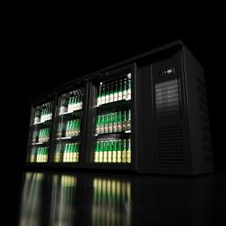 Backbar PREMIUM PLUS - 1989x512 mm - 469 liter - 3 hängda glasdörrar, LED-belysning & självstängande dörrar - svart