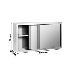 Настенный шкаф из нержавеющей стали PREMIUM - 1400x400 мм - с раздвижной дверью - Высота: 800 мм