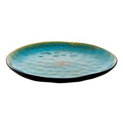 (4 pcs) LOTUS | Plate - flat - Stoneware - Ø275mm - Turquoise/Black