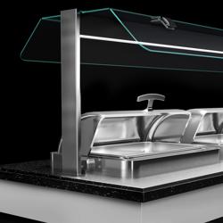 Buffet warmhoud BELFAST - 2300mm - met 3 chafing dishes & zwenkwielen - zwart