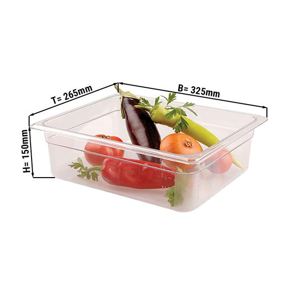 Polycarbonate Gastronorm Container GN 1/2 – Clear – Height: 150 mm