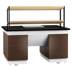 Bakery Display Counter DUBLIN - 1600mm - with 2 shelves - on castors - black granite worktop