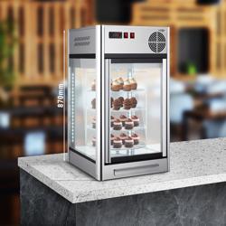 Tezgah Üstü Soğuk Teşhir Ünitesi - 108L - 470x470mm - raflı 4 döner raf - 1 cam kapı - Gümüş