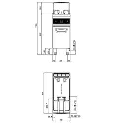 Free Standing Gas Fryer - 20 litres - 17.5kW - with built-in oil filtration - with automatic basket lift