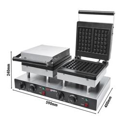 Waffeleisen - Doppelt - Manuell - 4 kW - Form: 2 Brüsseler Waffeln - Backplatten teflonbeschichtet