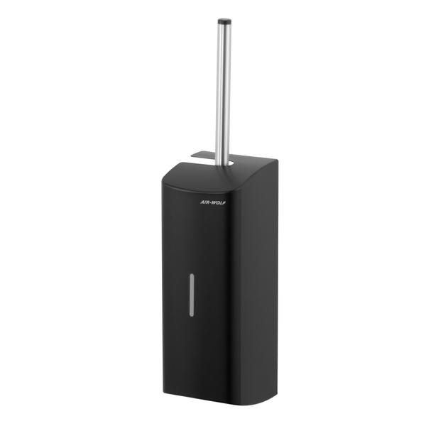 AIR-WOLF | Wall Mounted Toilet Brush Holder – Matte Black Stainless, Closed Front, Removable Liner
