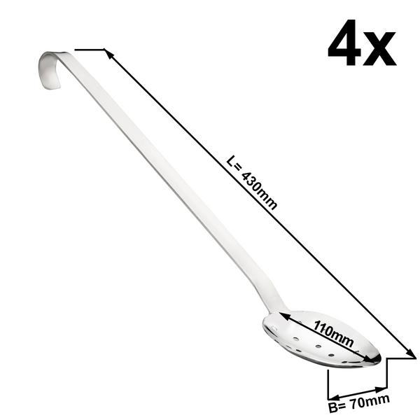 (4 Stück) Servierlöffel - Ø 70mm - Länge: 420mm - perforiert - Edelstahl