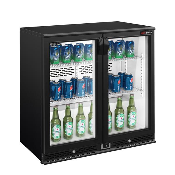 Barkoelkast - 900mm - 193 Liter - met 2 glazen klapdeuren - zwart