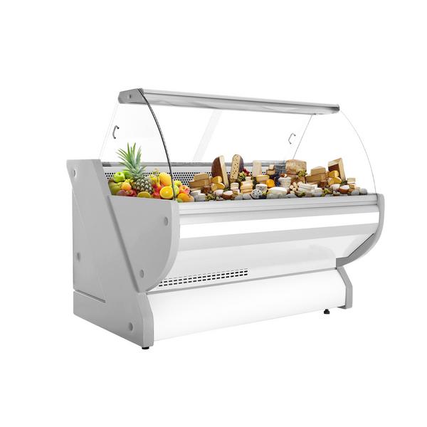 Commercial Refrigerated Serve-Over Counter - Curved Glass - 1725 mm - White Front - Granite Worktop - 340 L