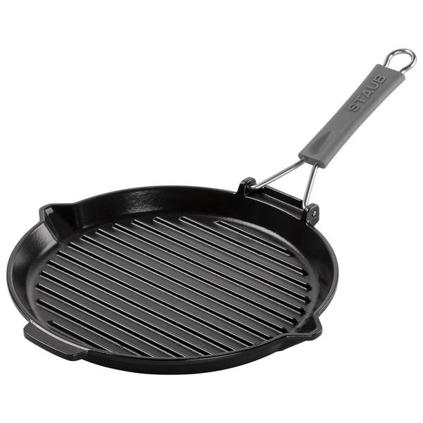 STAUB | GRILL PANS - مقلاة شواء مع فتحة صب - بقطر 280 مم - حديد زهر - أسود