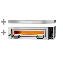 Elektrische pizzaoven Power - (chamottebodem) - 4x Ø34cm - 400V - Digitaal - incl. rvs afzuigkap