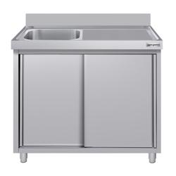 Mueble fregadero de acero inoxidable ECO - 1,0 m - 1 lavabo a la izquierda - L 40 x W 40 x D 25 cm